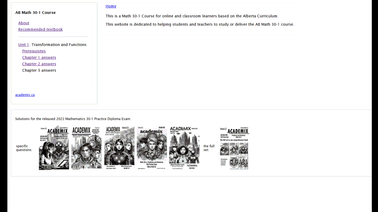 Math 30-1 Course for online